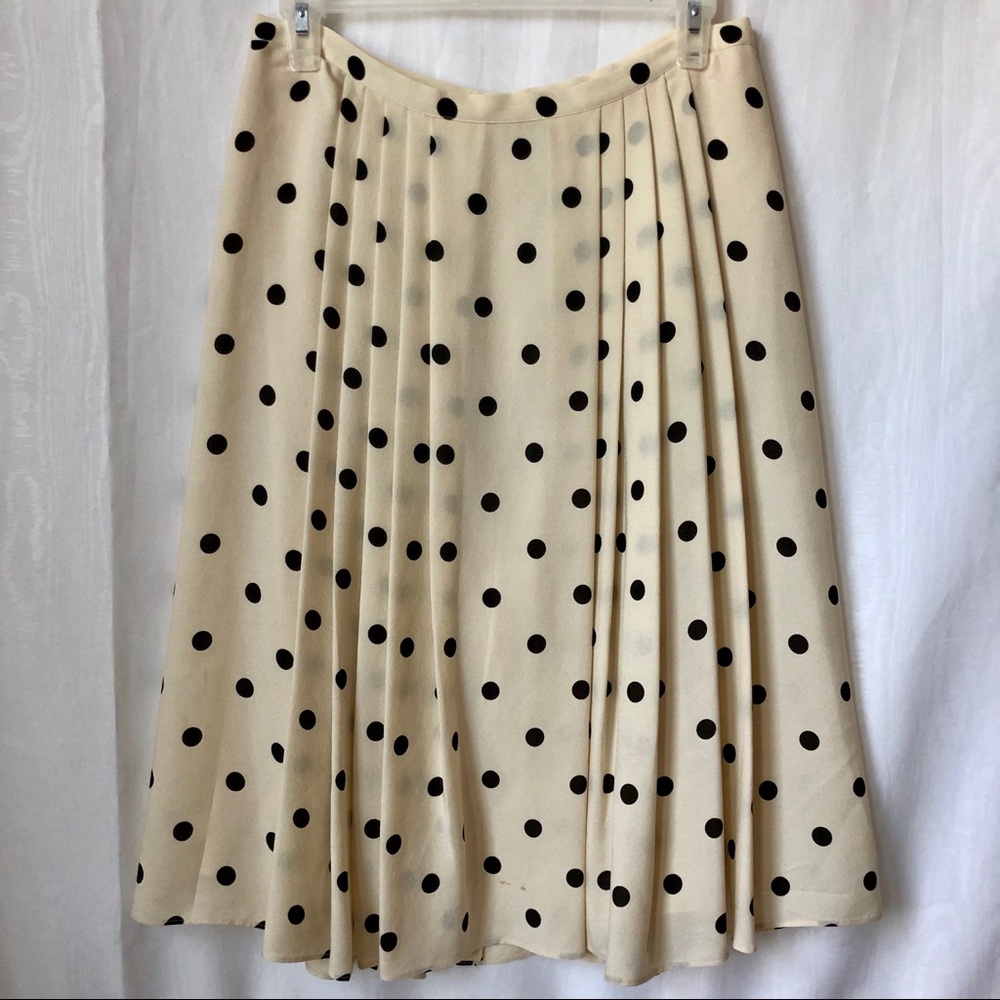 The Limited black and cream, silk, polka dot skirt